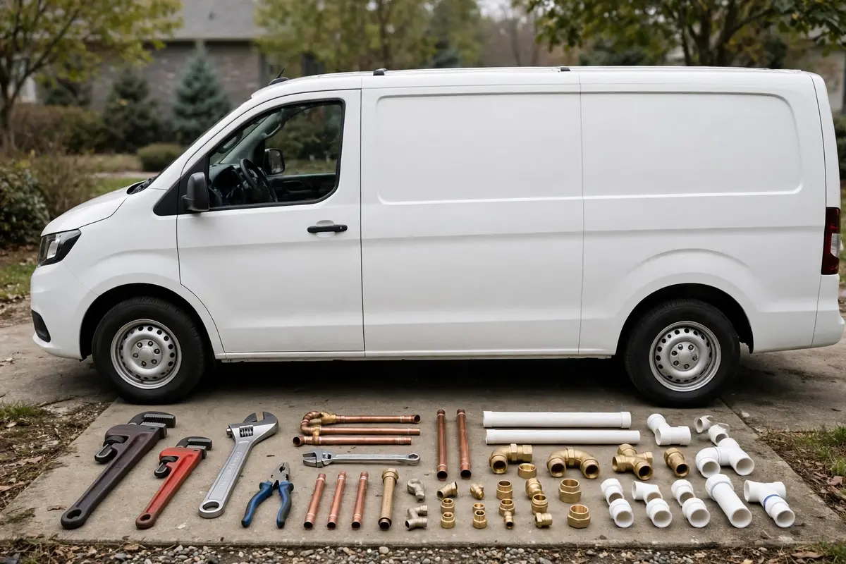 Close-up of a plumber installing a radiator pipe using specialized tools.